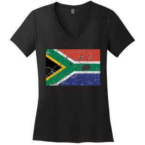 South Africa Stone Flag Women's V-Neck T-Shirt