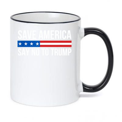 Save America Say No To Trump USA Flag America 11oz Black Color Changing Mug