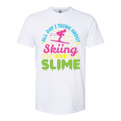 Skiing And Slime Skier Ski Lover Slime Party Meaningful Gift Softstyle® CVC T-Shirt