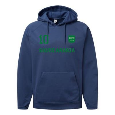 Saudi Arabia Soccer Fans Jersey KSA Flag Football Lovers Performance Fleece Hoodie