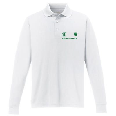 Saudi Arabia Soccer Fans Jersey KSA Flag Football Lovers Performance Long Sleeve Polo