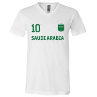 Saudi Arabia Soccer Fans Jersey KSA Flag Football Lovers V-Neck T-Shirt