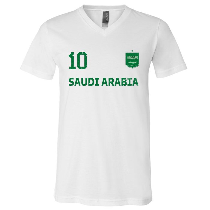 Saudi Arabia Soccer Fans Jersey KSA Flag Football Lovers V-Neck T-Shirt