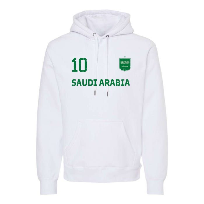 Saudi Arabia Soccer Fans Jersey KSA Flag Football Lovers Premium Hoodie