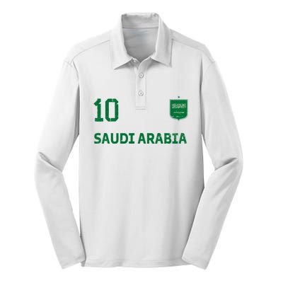 Saudi Arabia Soccer Fans Jersey KSA Flag Football Lovers Silk Touch Performance Long Sleeve Polo