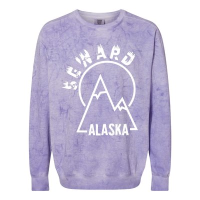 Seward Alaska State / Vintage Mountain Design Seward, AK Colorblast Crewneck Sweatshirt