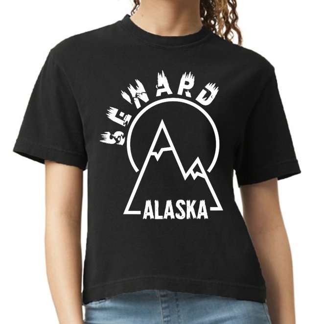 Seward Alaska State / Vintage Mountain Design Seward, AK Comfort Colors Boxy T-Shirt