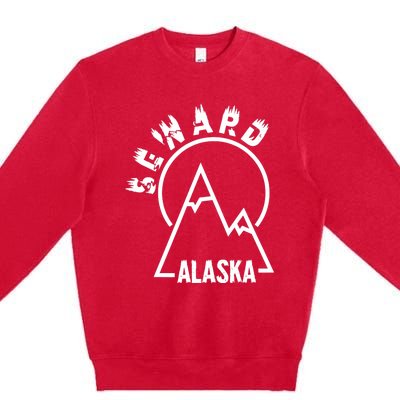 Seward Alaska State / Vintage Mountain Design Seward, AK Premium Crewneck Sweatshirt