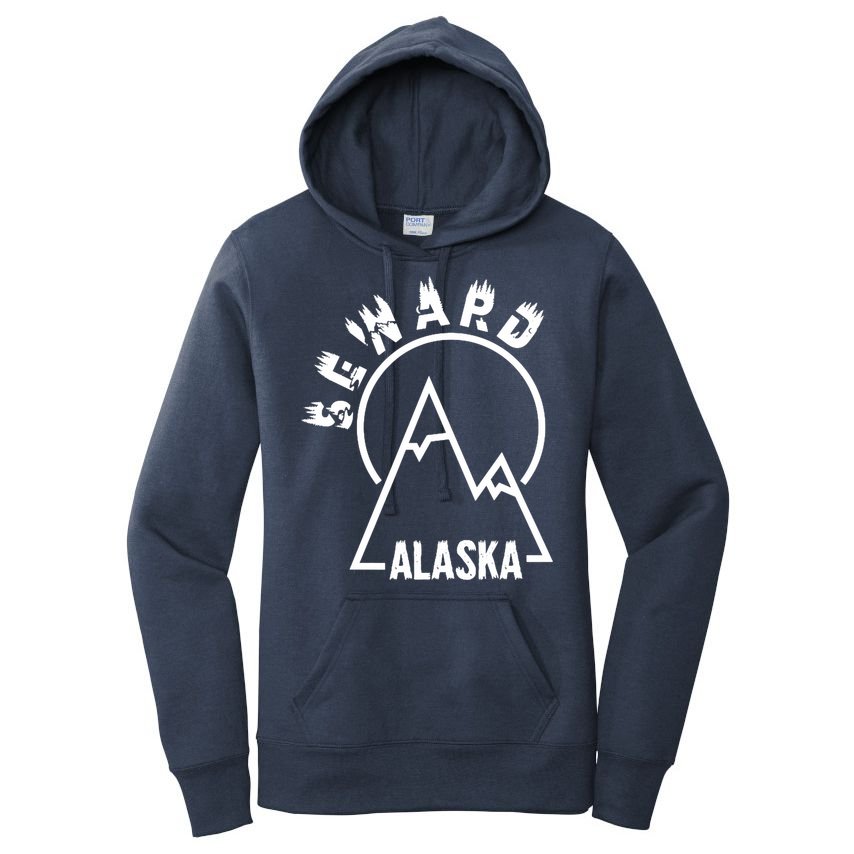Seward Alaska State / Vintage Mountain Design Seward, AK Women's Pullover Hoodie