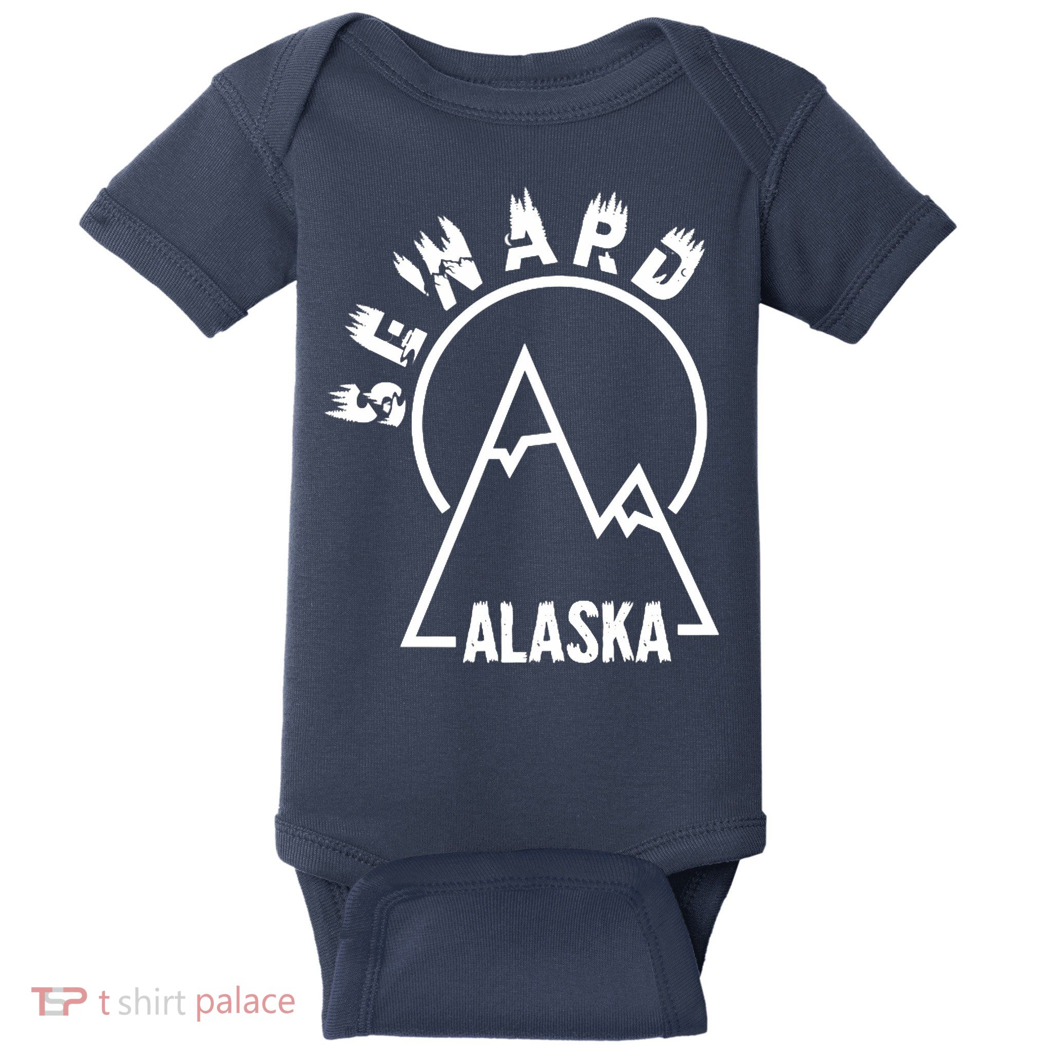 Seward Alaska State / Vintage Mountain Design Seward, AK Baby Bodysuit