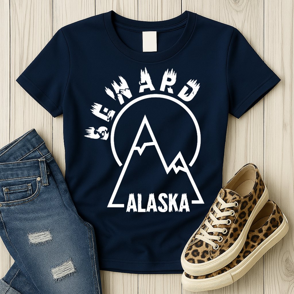 Seward Alaska State / Vintage Mountain Design Seward, AK Womens T-Shirt