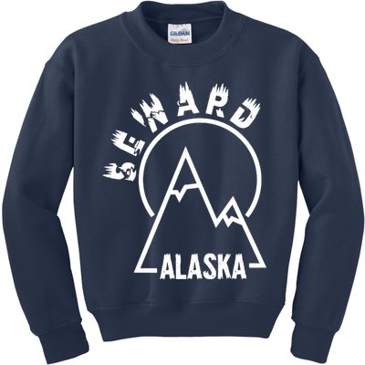 Seward Alaska State / Vintage Mountain Design Seward, AK Kids Sweatshirt