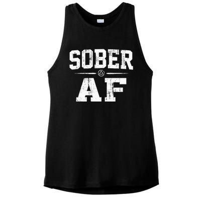 Sober AF Sobriety AA Alcoholics Anonymous Recovery Addiction Ladies PosiCharge Tri-Blend Wicking Tank