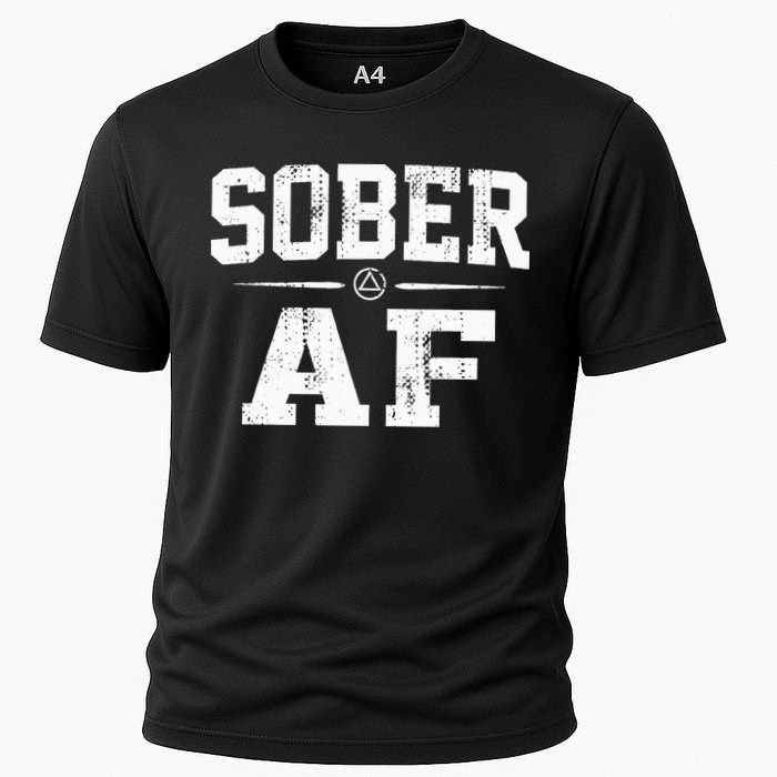 Sober AF Sobriety AA Alcoholics Anonymous Recovery Addiction Cooling Performance Crew T-Shirt