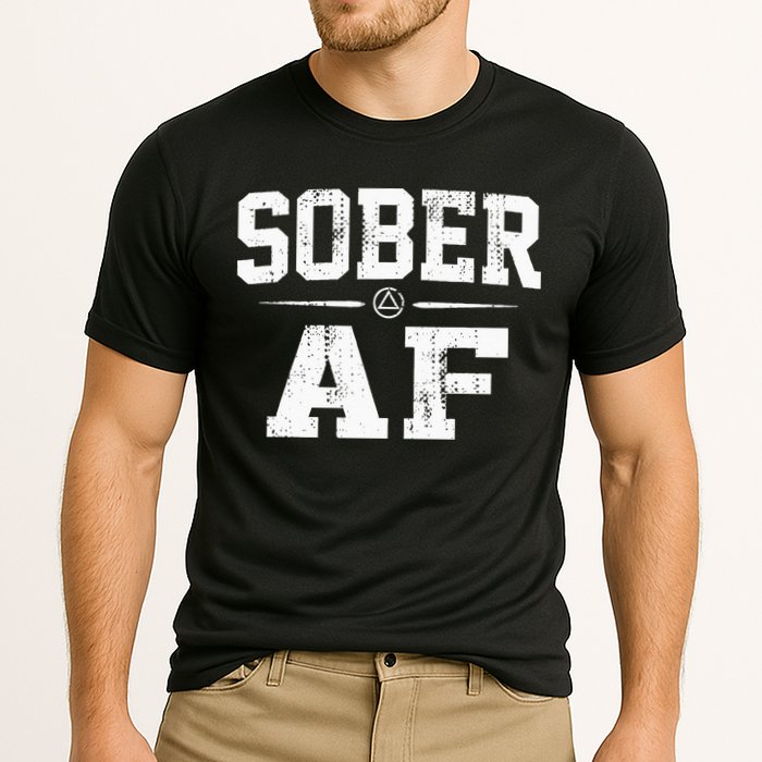 Sober AF Sobriety AA Alcoholics Anonymous Recovery Addiction Cooling Performance Crew T-Shirt