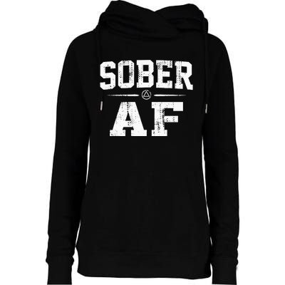 Sober AF Sobriety AA Alcoholics Anonymous Recovery Addiction Womens Funnel Neck Pullover Hood