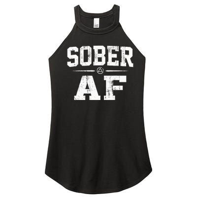 Sober AF Sobriety AA Alcoholics Anonymous Recovery Addiction Women’s Perfect Tri Rocker Tank