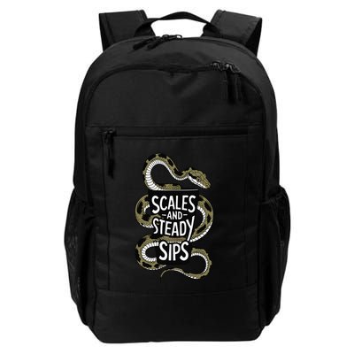 Scales And Steady Sips Funny Snake Lovers Daily Commute Backpack