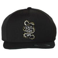 Scales And Steady Sips Funny Snake Lovers Wool Snapback Cap