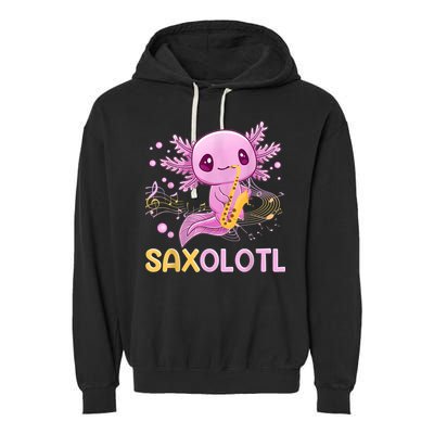 Saxolotl Adorable Saxophone Playing Funny Axolotl Gift Girls Garment-Dyed Fleece Hoodie