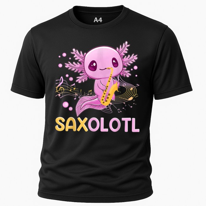 Saxolotl Adorable Saxophone Playing Funny Axolotl Gift Girls Cooling Performance Crew T-Shirt
