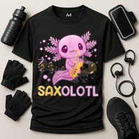 Saxolotl Adorable Saxophone Playing Funny Axolotl Gift Girls Cooling Performance Crew T-Shirt