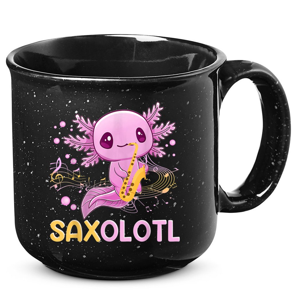 Saxolotl Adorable Saxophone Playing Funny Axolotl Gift Girls 15oz Campfire Ceramic Mug