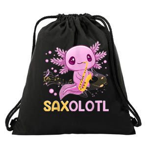 Saxolotl Adorable Saxophone Playing Funny Axolotl Gift Girls Drawstring Bag