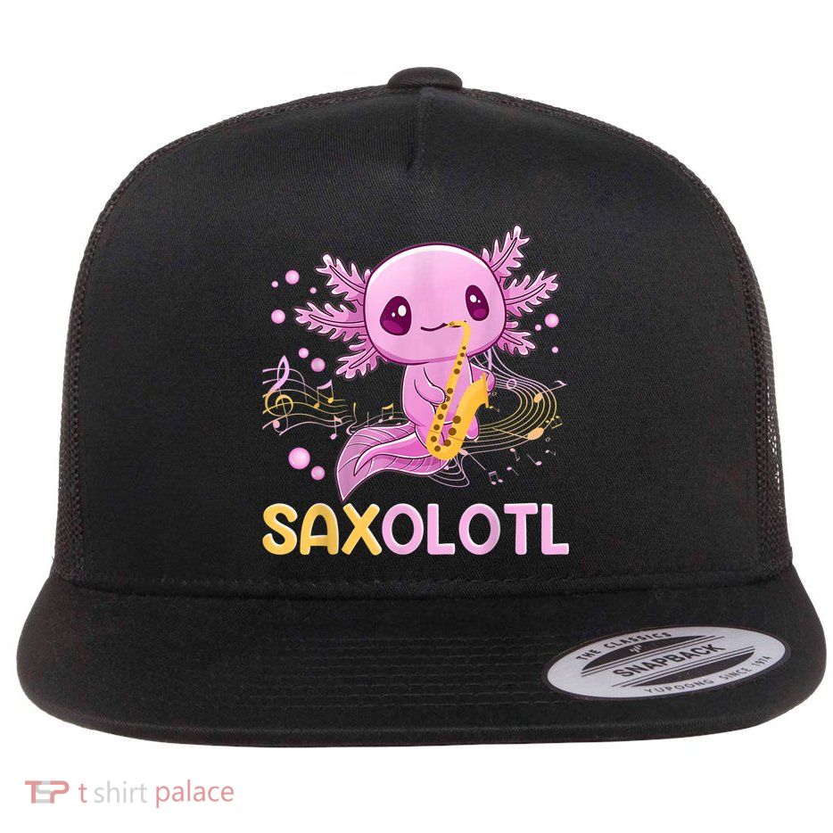 Saxolotl Adorable Saxophone Playing Funny Axolotl Gift Girls Flatbill Hat
