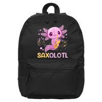 Saxolotl Adorable Saxophone Playing Funny Axolotl Gift Girls 16 in Basic Backpack