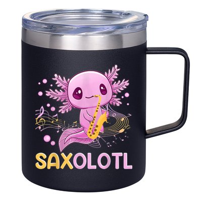 Saxolotl Adorable Saxophone Playing Funny Axolotl Gift Girls 12oz Stainless Steel Coffee Mug