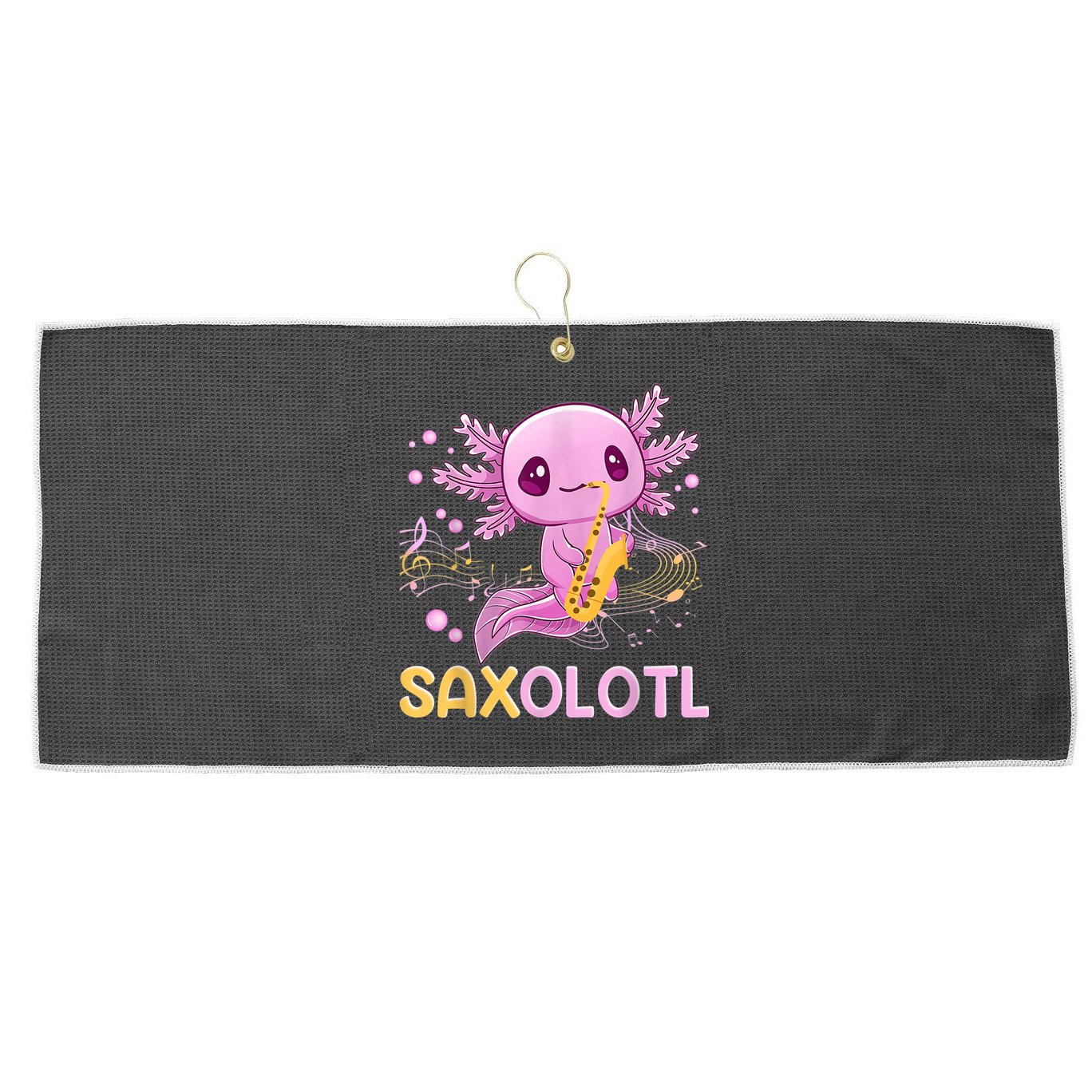 Saxolotl Adorable Saxophone Playing Funny Axolotl Gift Girls Large Microfiber Waffle Golf Towel