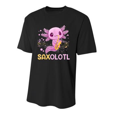 Saxolotl Adorable Saxophone Playing Funny Axolotl Gift Girls Youth Performance Sprint T-Shirt