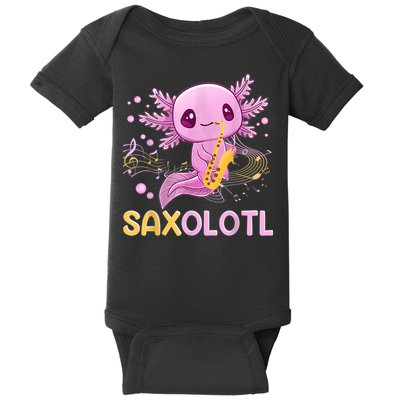 Saxolotl Adorable Saxophone Playing Funny Axolotl Gift Girls Baby Bodysuit