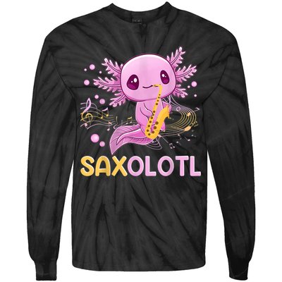 Saxolotl Adorable Saxophone Playing Funny Axolotl Gift Girls Tie-Dye Long Sleeve Shirt