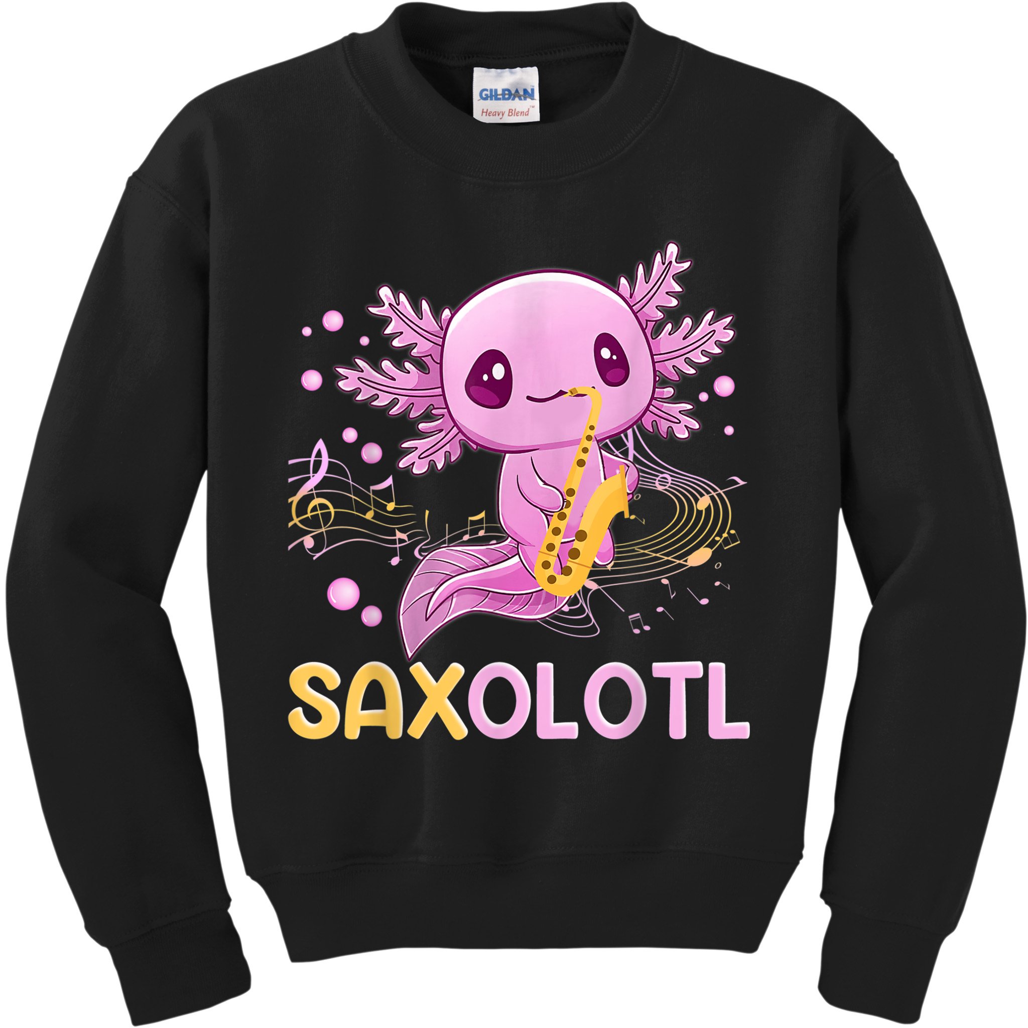 Saxolotl Adorable Saxophone Playing Funny Axolotl Gift Girls Kids Sweatshirt