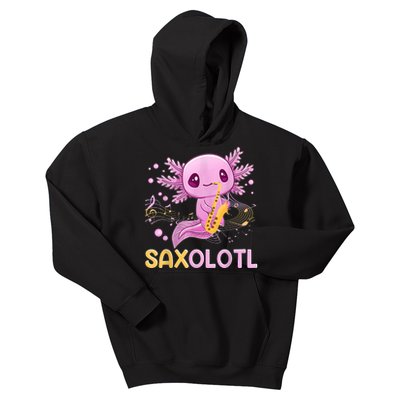 Saxolotl Adorable Saxophone Playing Funny Axolotl Gift Girls Kids Hoodie