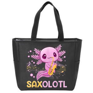 Saxolotl Adorable Saxophone Playing Funny Axolotl Gift Girls Zip Tote Bag