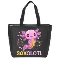 Saxolotl Adorable Saxophone Playing Funny Axolotl Gift Girls Zip Tote Bag