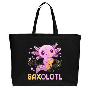 Saxolotl Adorable Saxophone Playing Funny Axolotl Gift Girls Cotton Canvas Jumbo Tote