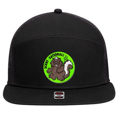 Scratch And Sniff Sticker Skunk Scentsational 7 Panel Mesh Trucker Snapback Hat