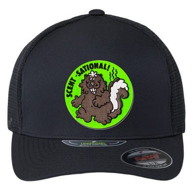 Scratch And Sniff Sticker Skunk Scentsational Flexfit Unipanel Trucker Cap