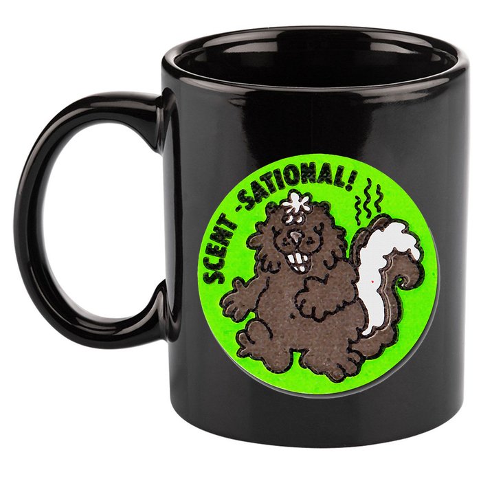 Scratch And Sniff Sticker Skunk Scentsational 11oz C Handle Ceramic Mug