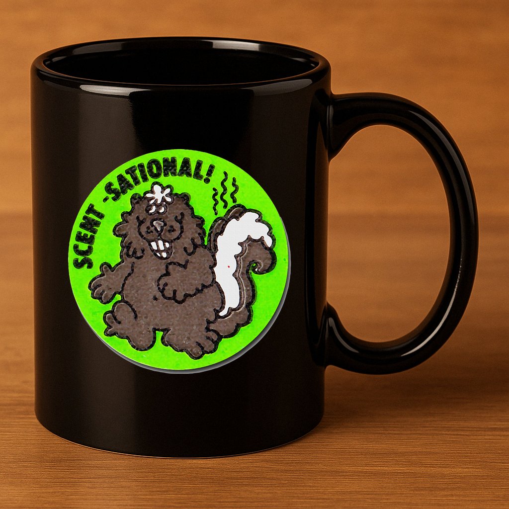 Scratch And Sniff Sticker Skunk Scentsational 11oz C Handle Ceramic Mug