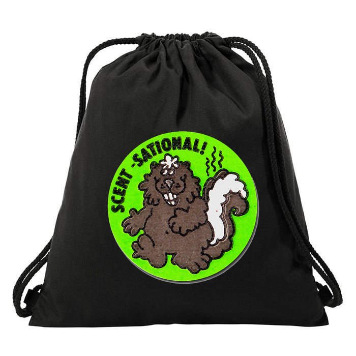 Scratch And Sniff Sticker Skunk Scentsational Drawstring Bag