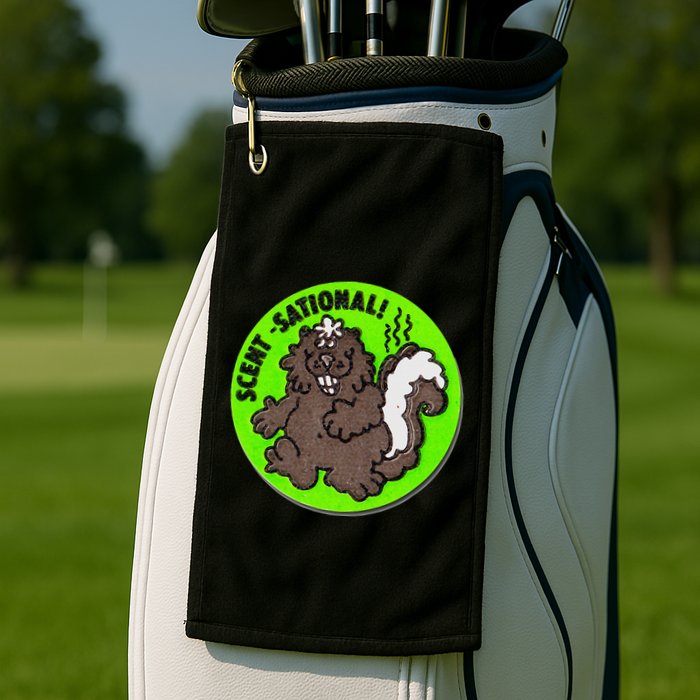 Scratch And Sniff Sticker Skunk Scentsational Golf Towel