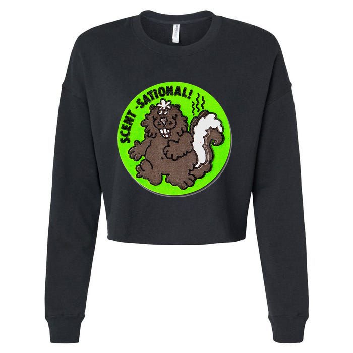 Scratch And Sniff Sticker Skunk Scentsational Cropped Pullover Crew