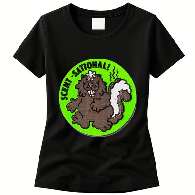 Scratch And Sniff Sticker Skunk Scentsational Womens T-Shirt