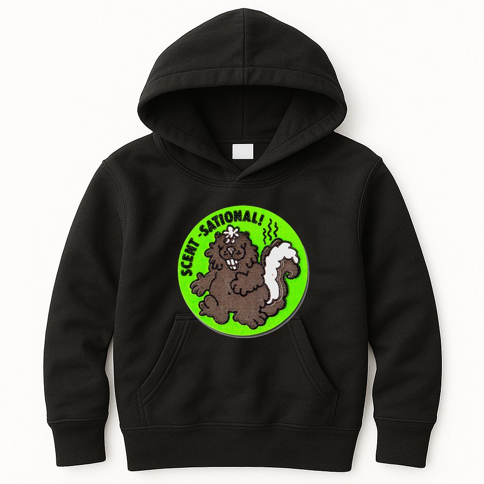 Scratch And Sniff Sticker Skunk Scentsational Kids Hoodie