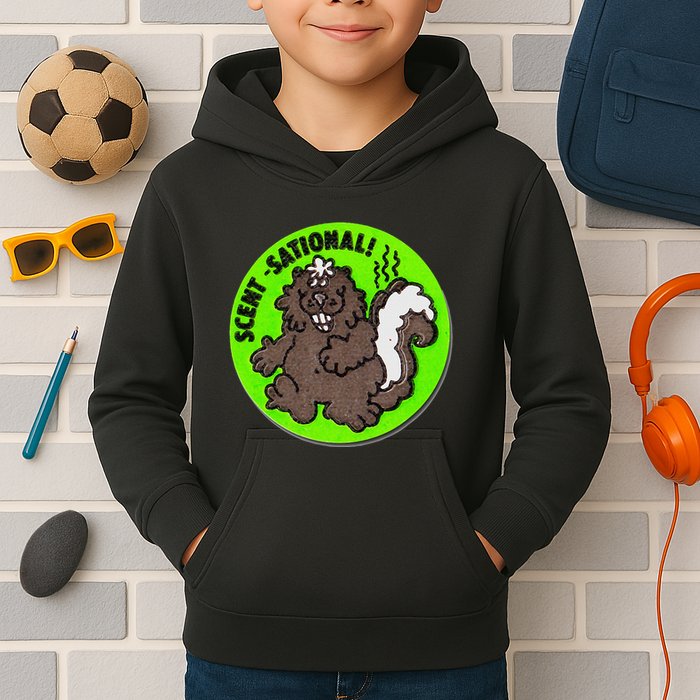 Scratch And Sniff Sticker Skunk Scentsational Kids Hoodie